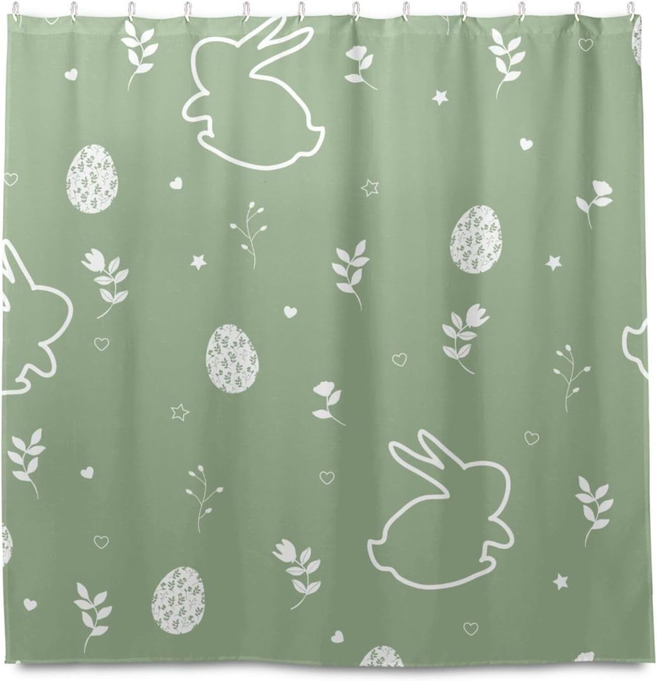 FREEAMG Easter Bunnie Eggs Shower Curtain 72x72 Inch Waterproof