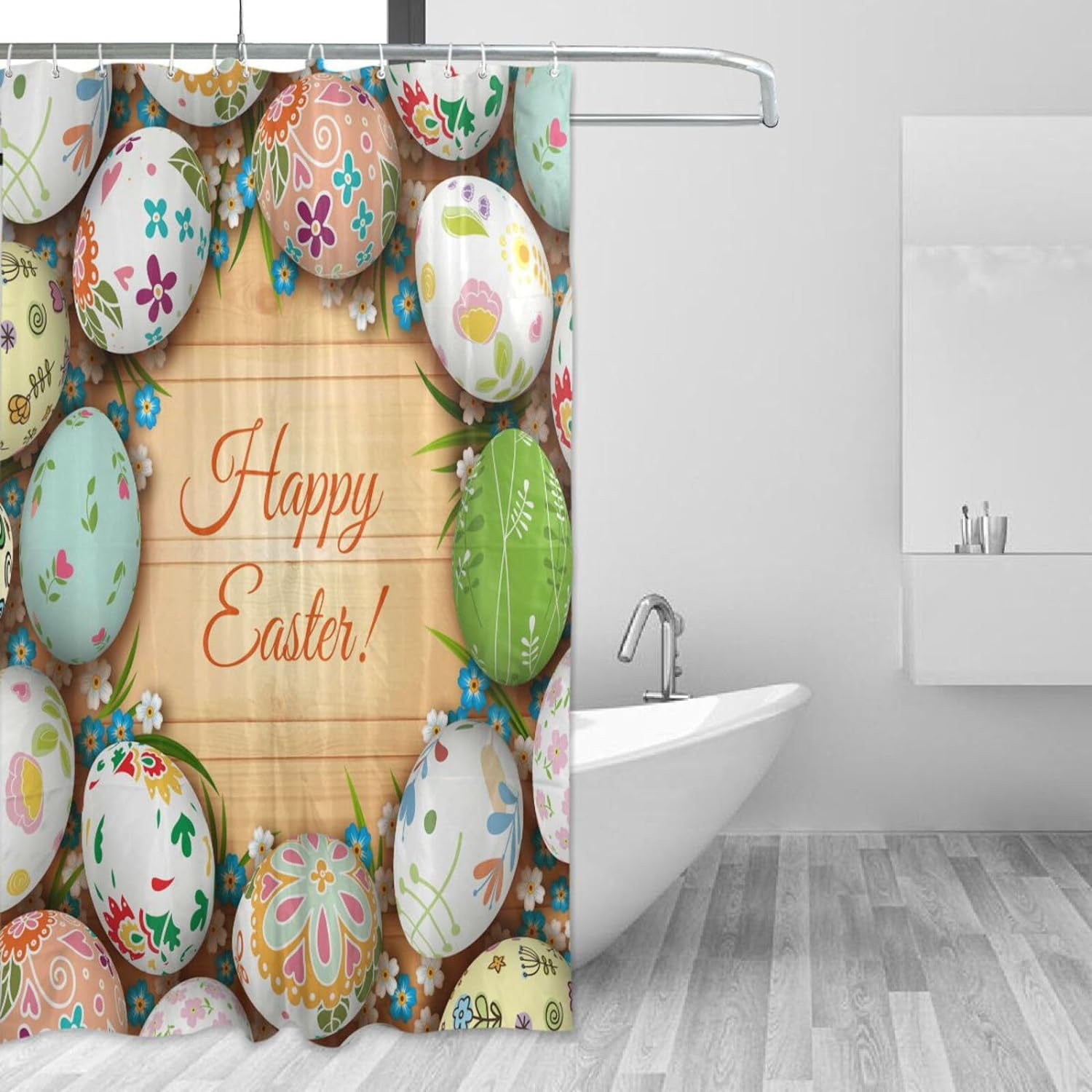 FREEAMG Easter Egg Shower Curtain, Waterproof Fabric Shower Curtains