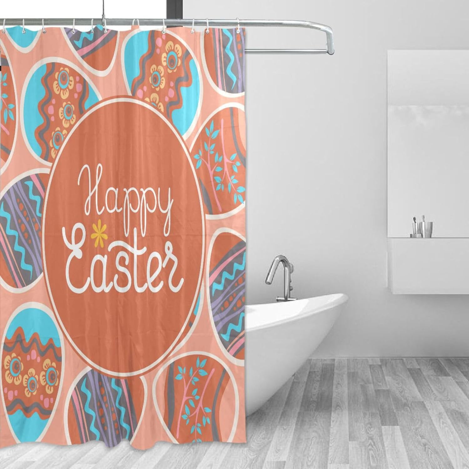 FREEAMG Easter Egg Shower Curtain, Waterproof Fabric Shower Curtains
