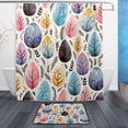 thumbnail image 1 of FREEAMG Easter Eggs Bath Curtain Rugs Sets 2 Pcs, Bathroom Theme Set with Shower Curtain and Non-Slip Carpet -12 Hooks-60X72in, 1 of 7