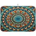 thumbnail image 1 of FREEAMG Emerald Green Mandala Dish Drying Mats Tableware Absorption Water Mat Home Decor Drying Pad for Kitchen Countertop, 16 X 18 Inch, 1 of 7