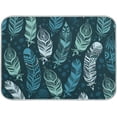 thumbnail image 1 of FREEAMG Feather Bright Blue Cool Dish Drying Mat Countertop Protector Kitchen Decor 16"× 18", Microfiber Multi-Purpose Counter Rack Sink Drainer Pad, 1 of 6