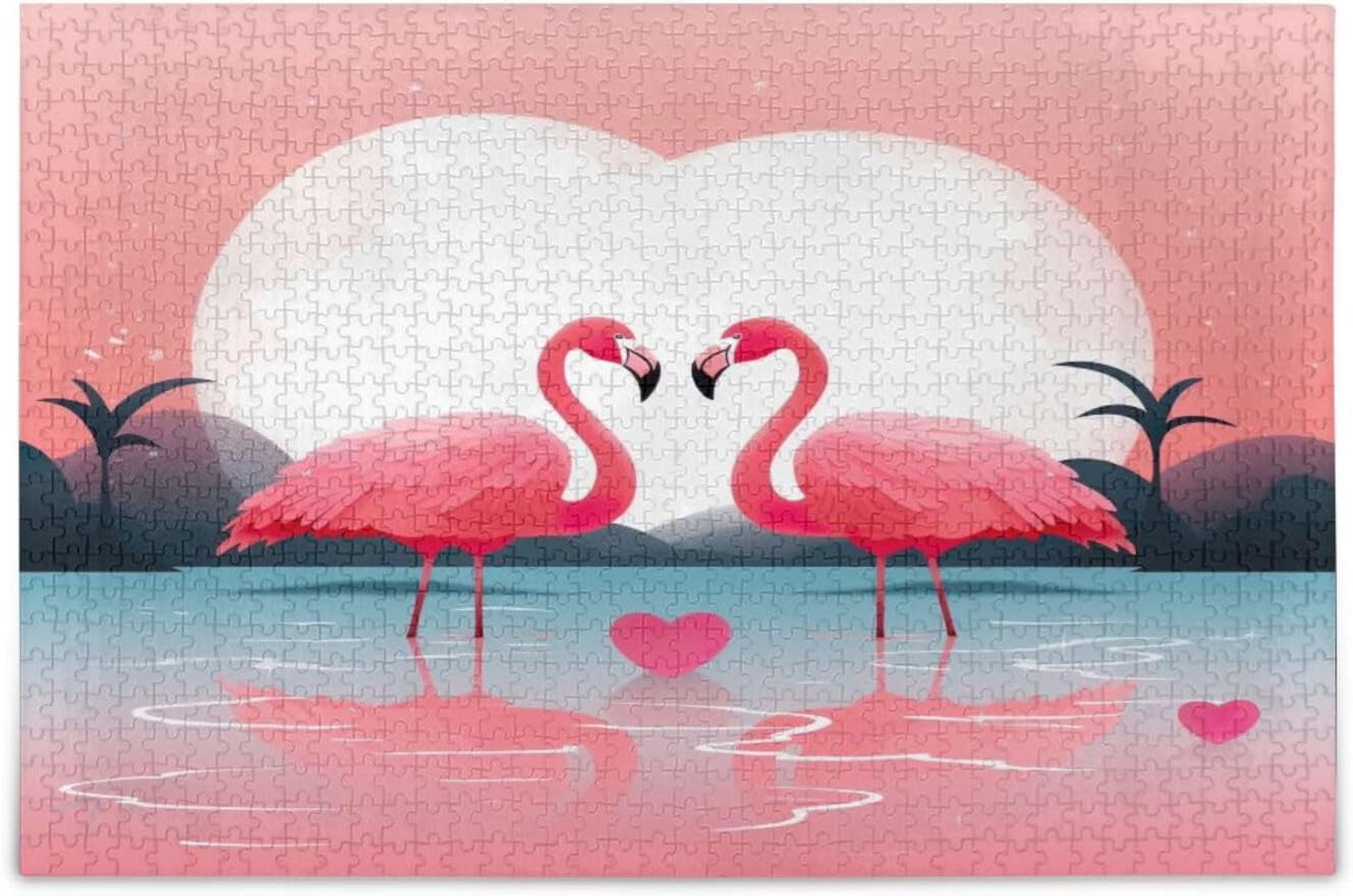 1000-teiliges Flamingo Puzzle Für Erwachsene – Bunte Holzpuzzles, 75 X 50 Cm, Dekoration & Familienspiel