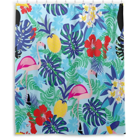 FREEAMG Flamingo Shower Curtains, Waterproof Fabric Shower Curtains with 12 Hooks for Bathroom Hotel Spa Home Decor, 60 x 72 Inch
