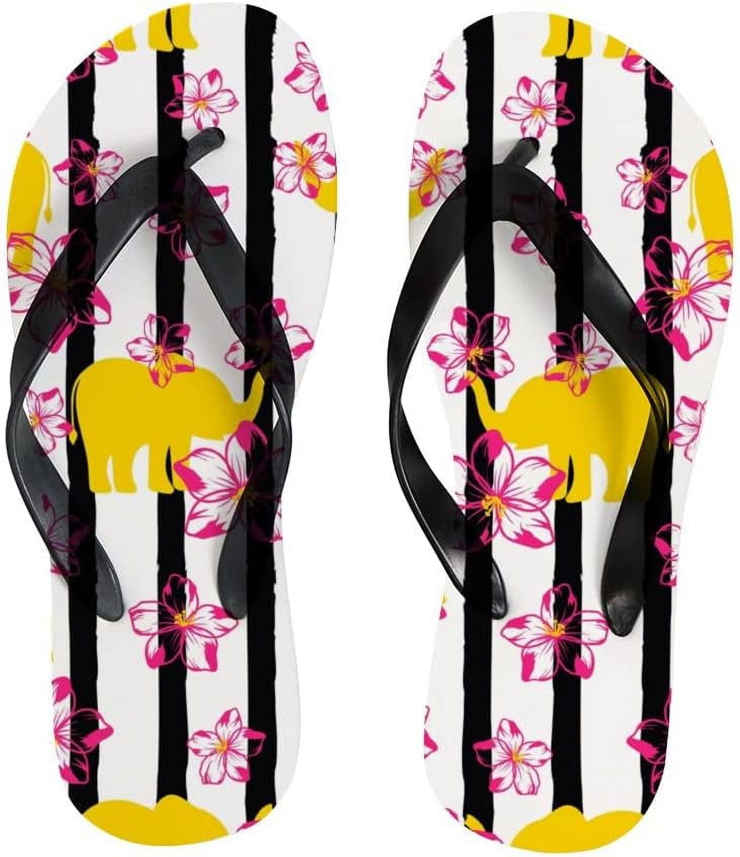 FREEAMG Flip Flops Slippers Cute Elephants Animal Flowers Striped ...