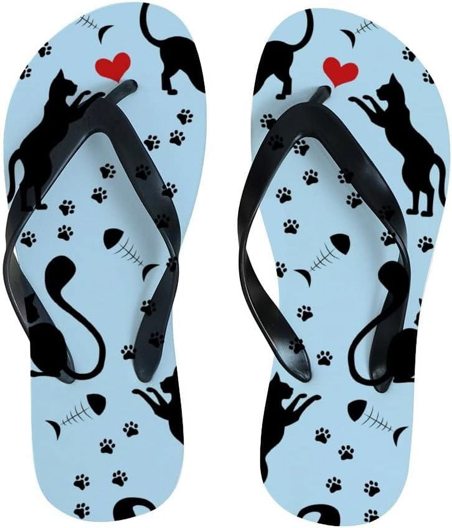 FREEAMG Flip Flops Slippers Elegant Cute Cats Paw Prints for Women Girl Men Sandals Beach Summer