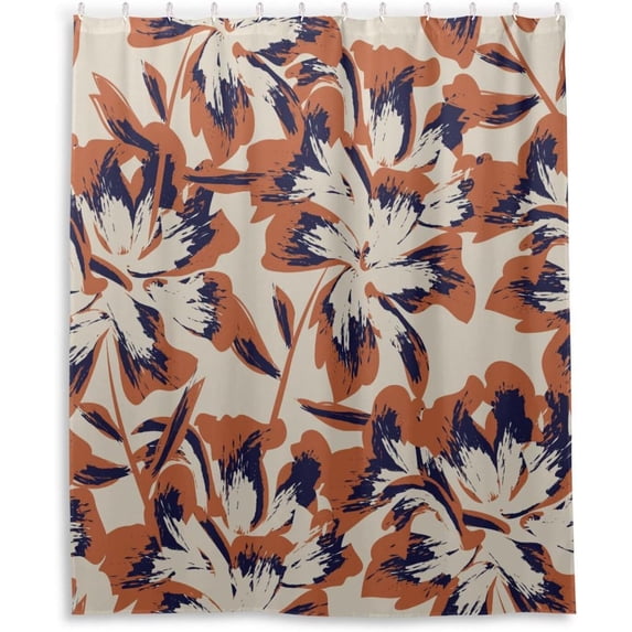 FREEAMG Floral Pattern Shower Curtain for Bathroom Modern Bathroom Decor Waterproof Washable Fabric Shower Curtains with 12 Hooks for Hotel Bathroom Bathtubs 60x72 Inch