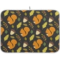 thumbnail image 1 of FREEAMG Forest Leaves Berries Acorns Squirrels Absorbent Dish Drying Mat Microfiber Large Kitchen Countertop Table Protector Multi-Purpose Counter Rack Sink Drainer Pad 16"x18", 1 of 6