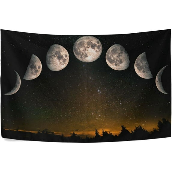 FREEAMG Forest Moon Phases Tapestries Wall Hanging Bedding Tapestry Aesthetic Tapestries for Bedroom Living Room Dorm Home Wall Decor Horizontal 60" x 40"
