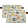 thumbnail image 1 of FREEAMG Fresh Pear Lemon Lime Orange Flower Storage Basket with Handles Collapsible Storage Bins Canvas Fabric Storage Organizer for Shelves Closet Bedroom Living Room 2Pack, 1 of 7