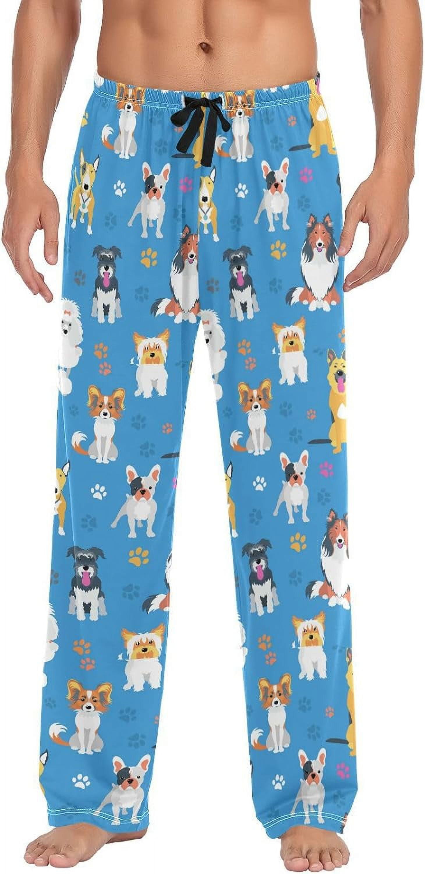 FREEAMG Funny Dog Footprint Pajama Pants for Men, Men's Separate