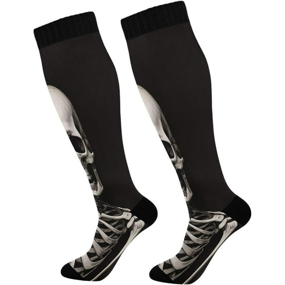 FREEAMG Funny Skull Compression Socks for Women and Men(2Pairs)-Best Support for Running, Athletic, Nursing, Travel