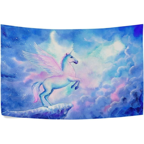 FREEAMG Galaxy Nebula Unicorn Tapestries Wall Hanging Bedding Tapestry Aesthetic Tapestries for Bedroom Living Room Dorm Home Wall Decor 90" x 60" Horizontal