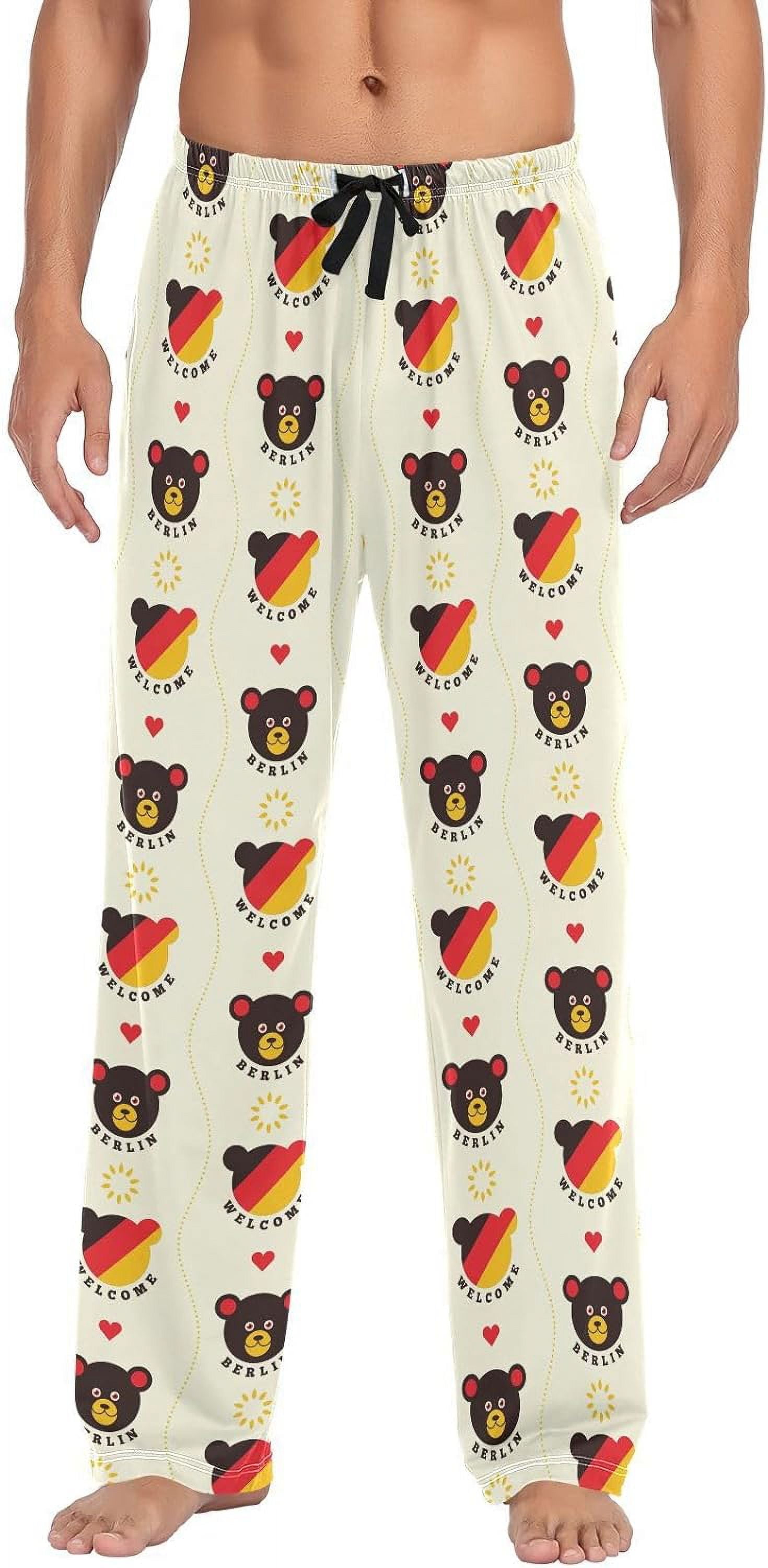 FREEAMG German Flag Bear Berlin Pattern Men's Pajama Pants Sleepwear ...