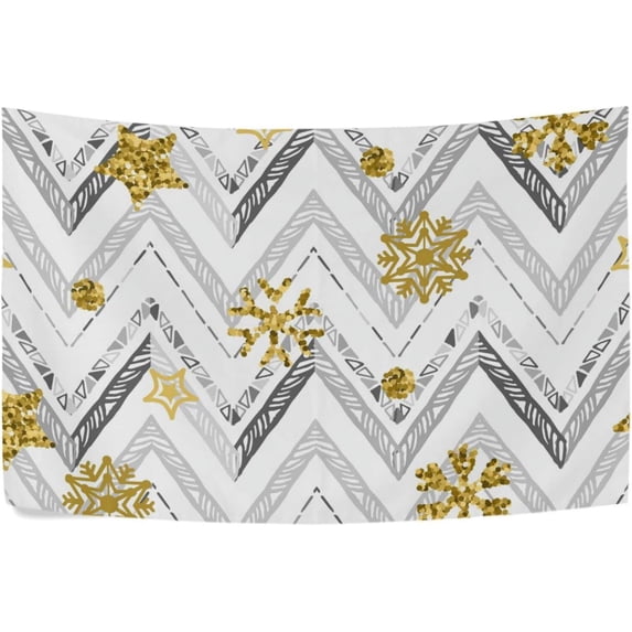 FREEAMG Gold Snowflake Christmas Tapestries Wall Hanging Bedding Tapestry Aesthetic Tapestries for Bedroom Living Room Dorm Home Wall Decor 60" x 40" Horizontal