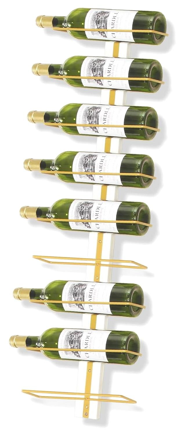 FREEAMG Golden Wall-Mounted Rack for 9 Bottles, Wooden Wall Racks ...