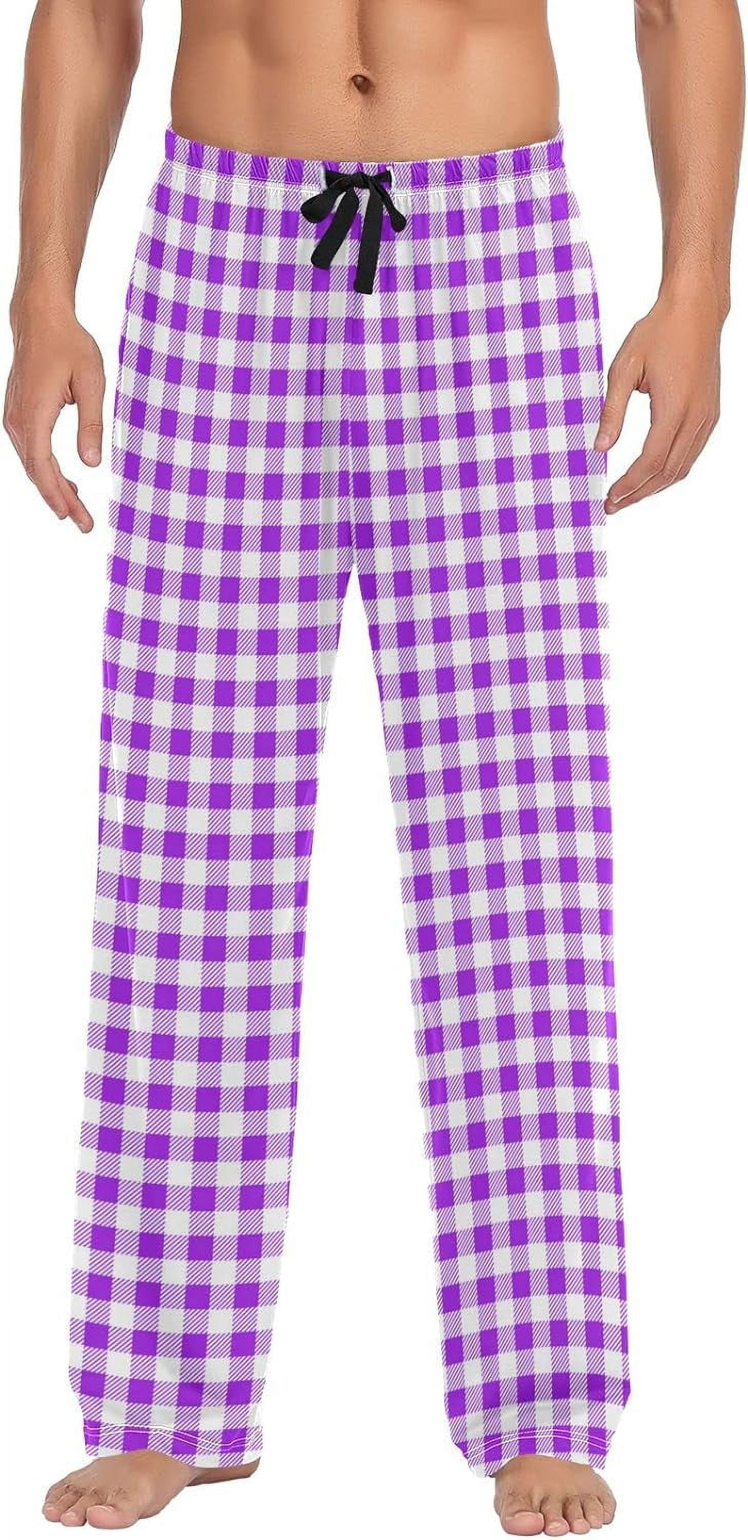 FREEAMG Grey Checkered Gingham Men's Pajama Pants Sleepwear Lounge Pajama Bottoms