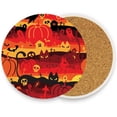 thumbnail image 1 of FREEAMG Halloween Cat Coasters for Drinks Set of 2, Absorbent Ceramic Drink Coaster with Cork Base for Wooden Coffee Table, Cool Housewarming Gift for Home Decor, 1 of 5