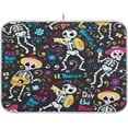thumbnail image 1 of FREEAMG Halloween Décor Dish Drying Mat - 16 x 18inch- Extra Large Microfiber Dish Drying Mat, Dish Draining Mat, Counter top Mat, Mariachi Skull's Band, 1 of 7
