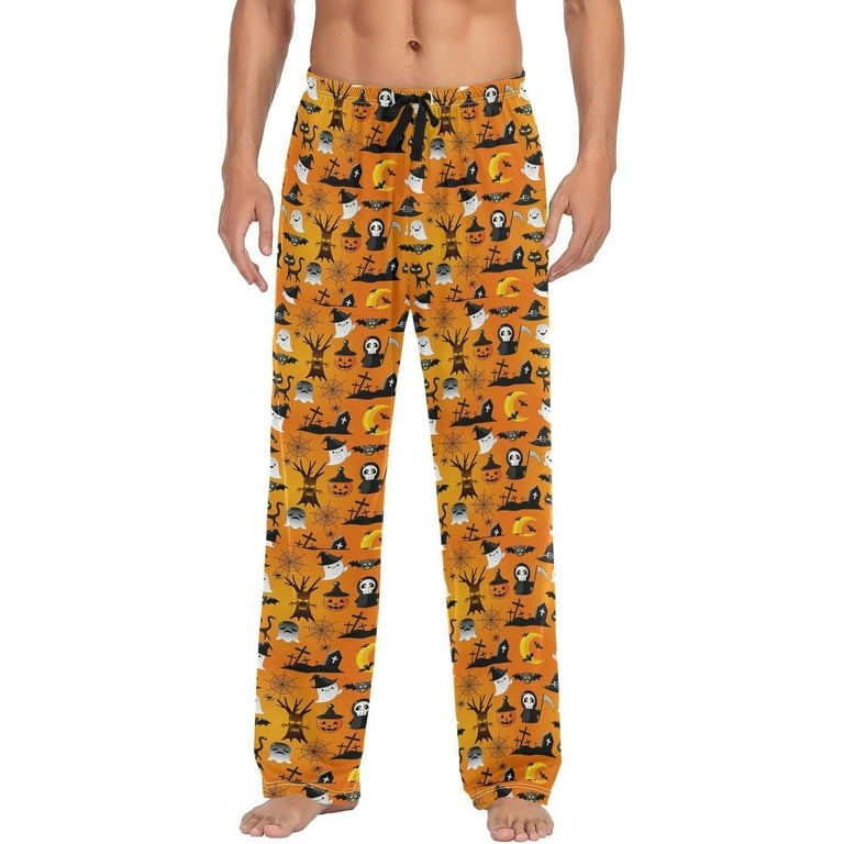 FREEAMG Halloween Pumpkin Cat Pajama Pants for Men Men s Separate Bottoms Comfortable Sleep Lounge Pj Pants Walmart