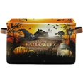 thumbnail image 1 of FREEAMG Halloween Pumpkins Sunset Storage Bin for Toy Storage Basket Dirty Clothes Sundries Office Home Closet Organizer Shelf Cube Box Waterproof Laundry Basket, 1 PCS, 1 of 7