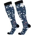 thumbnail image 1 of FREEAMG High Elasticity Compression Socks, High Knee Socks Adult Universal Leisure Relieve Fatigue,Cute Bunnies in A Flower Meadow Travel Daily with Running (1 Pair), 1 of 7