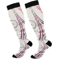 thumbnail image 1 of FREEAMG High Elasticity Compression Socks, High Knee Socks Adult Universal Leisure Relieve Fatigue,Paris Eiffel Tower Flower Travel Daily with Running (1 Pair), 1 of 7