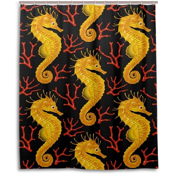 FREEAMG Home Decor Shower Curtain, Seamless Pattern Seahorse Coral Waterproof Bath Curtain, Washable Fabric Decor Shower Curtains for Bathroom, 60x72 inch