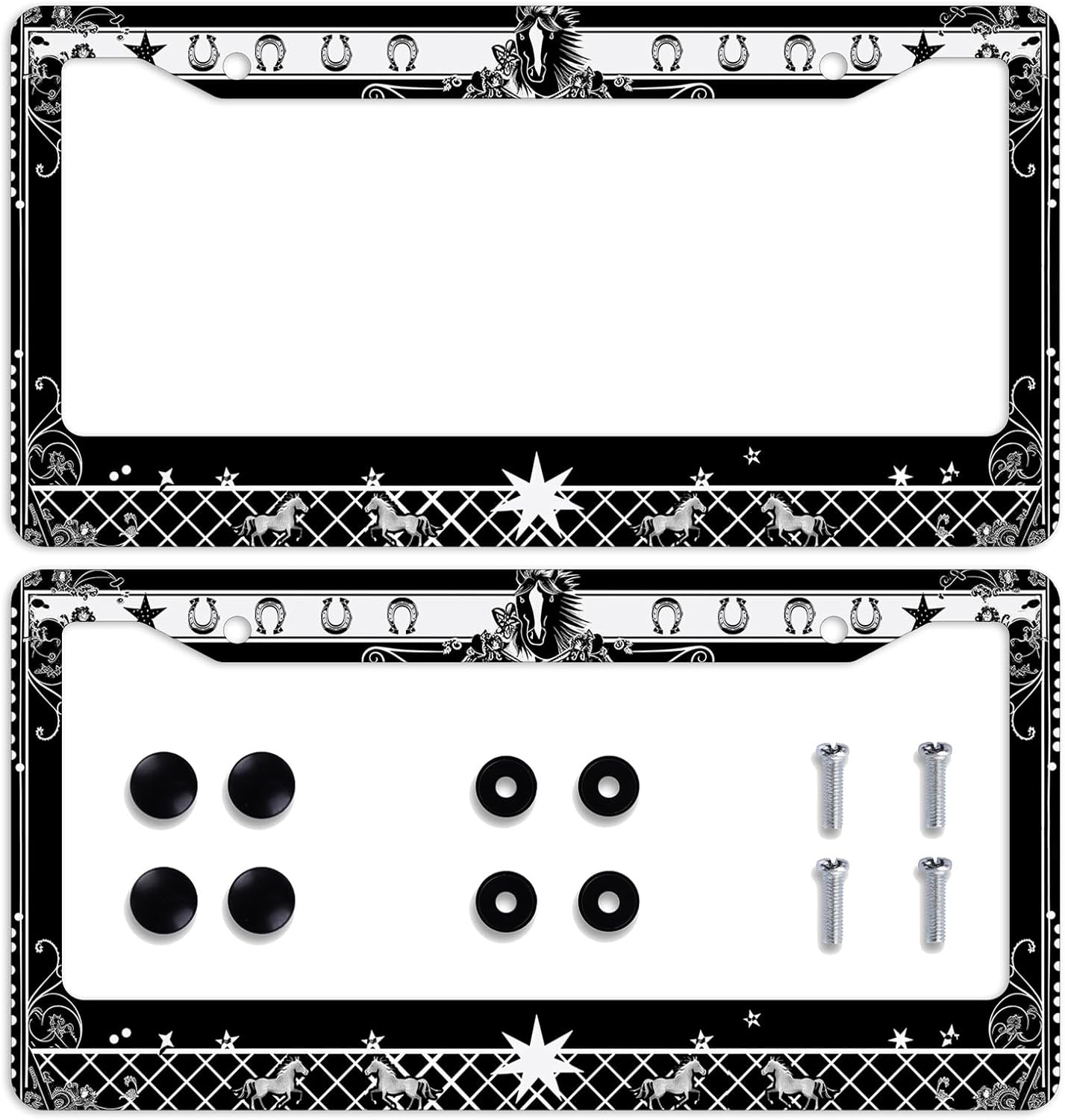 Personalized Stainless Steel License Plate Frame - Faux Abalone Decorative, 12.2"x6.3", Fits US Standard Plates (Includes Screws & Caps)
