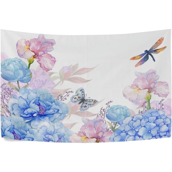 FREEAMG Hydrangea Butterfly Tapestry Aesthetic Tapestry Wall Hanging for Home Decor 90" x 60" Inches