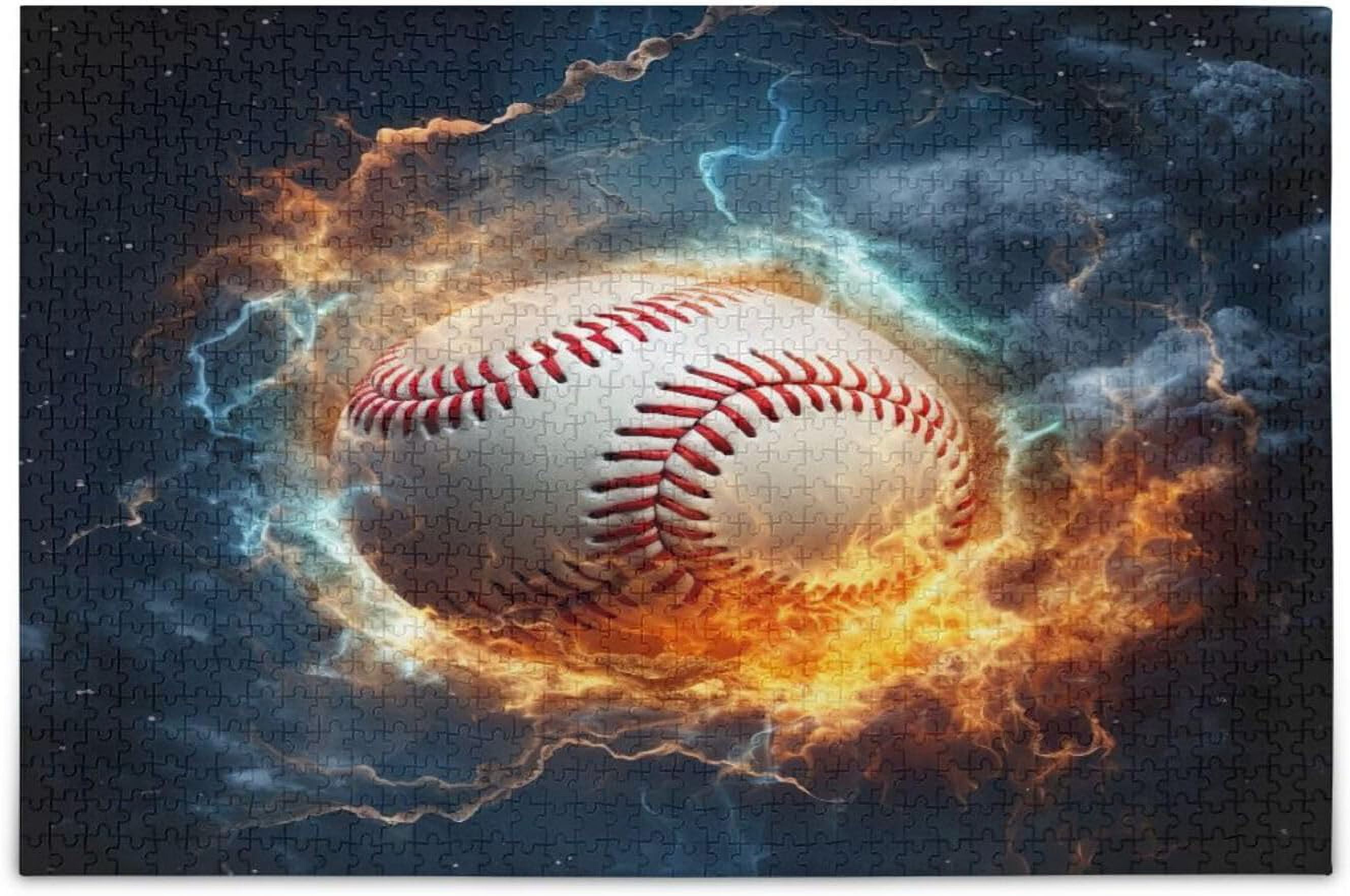 FREEAMG Ice Fire Baseball Jigsaw Puzzles for Adults 500 Piece, Puzzles
