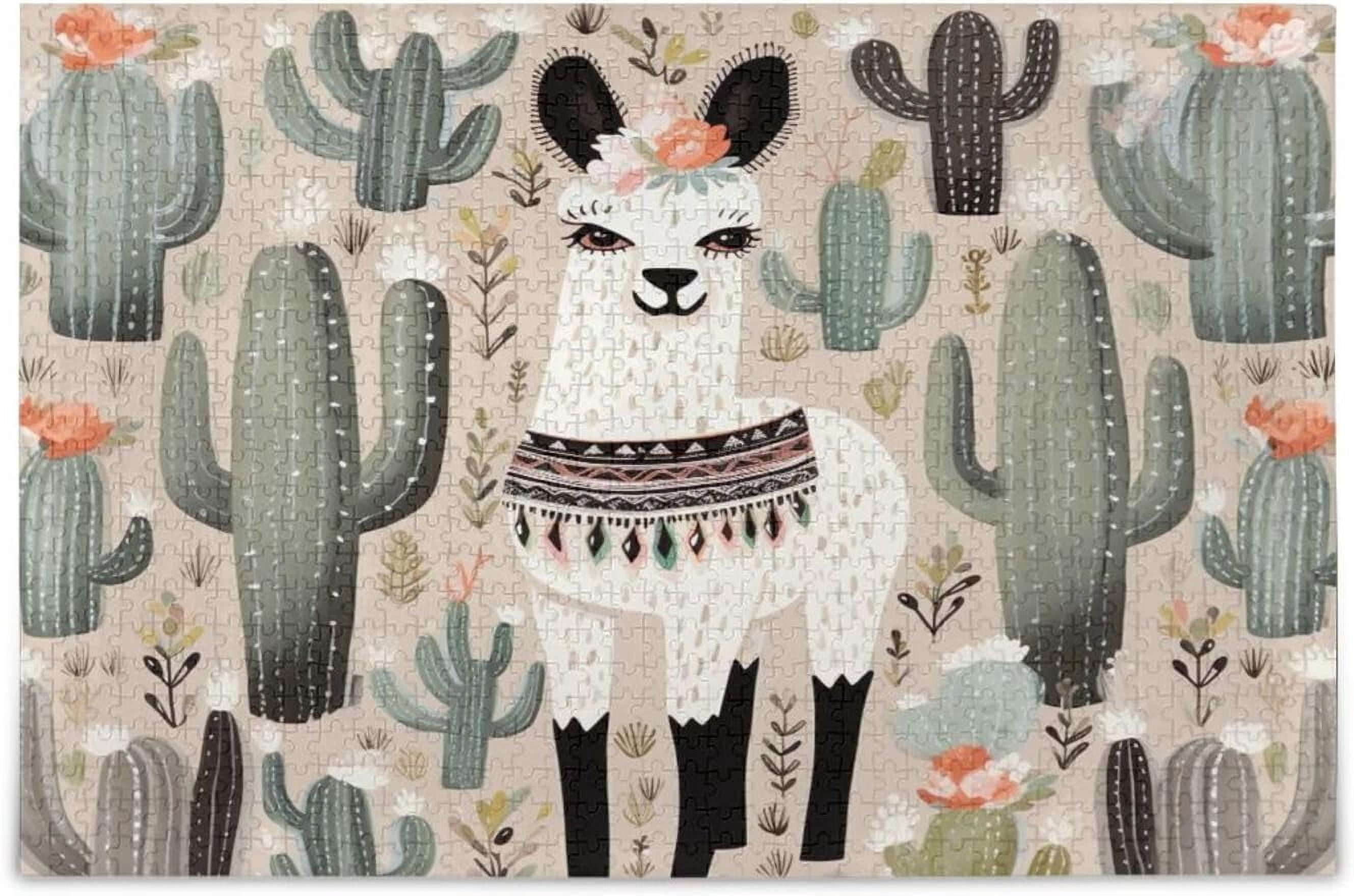 FREEAMG Jigsaw Puzzles 500 Pieces for Adults, Lamas Cactus Kid's Teens ...