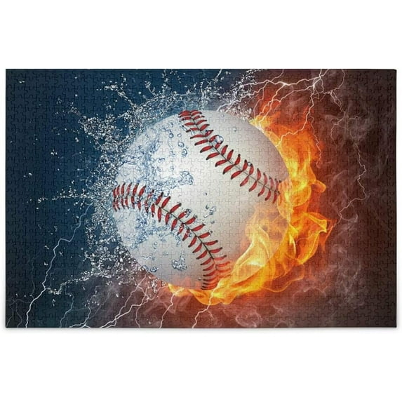 FREEAMG Jigsaw Puzzles for Adults 500 Pieces Fun Sports Baseball Water Fire Puzzle Buffalo Games