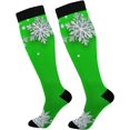 thumbnail image 1 of FREEAMG Knee High Socks Christmas Snowflake Green Compression Warm Stockings for Women, Running, Nurse, Medical 1PC, 1 of 7
