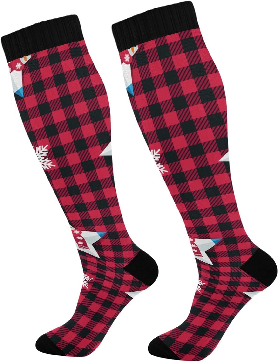 Bison Compression FREEAMG Knee High Socks Christmas Snowman Red Buffalo Compression Warm ...