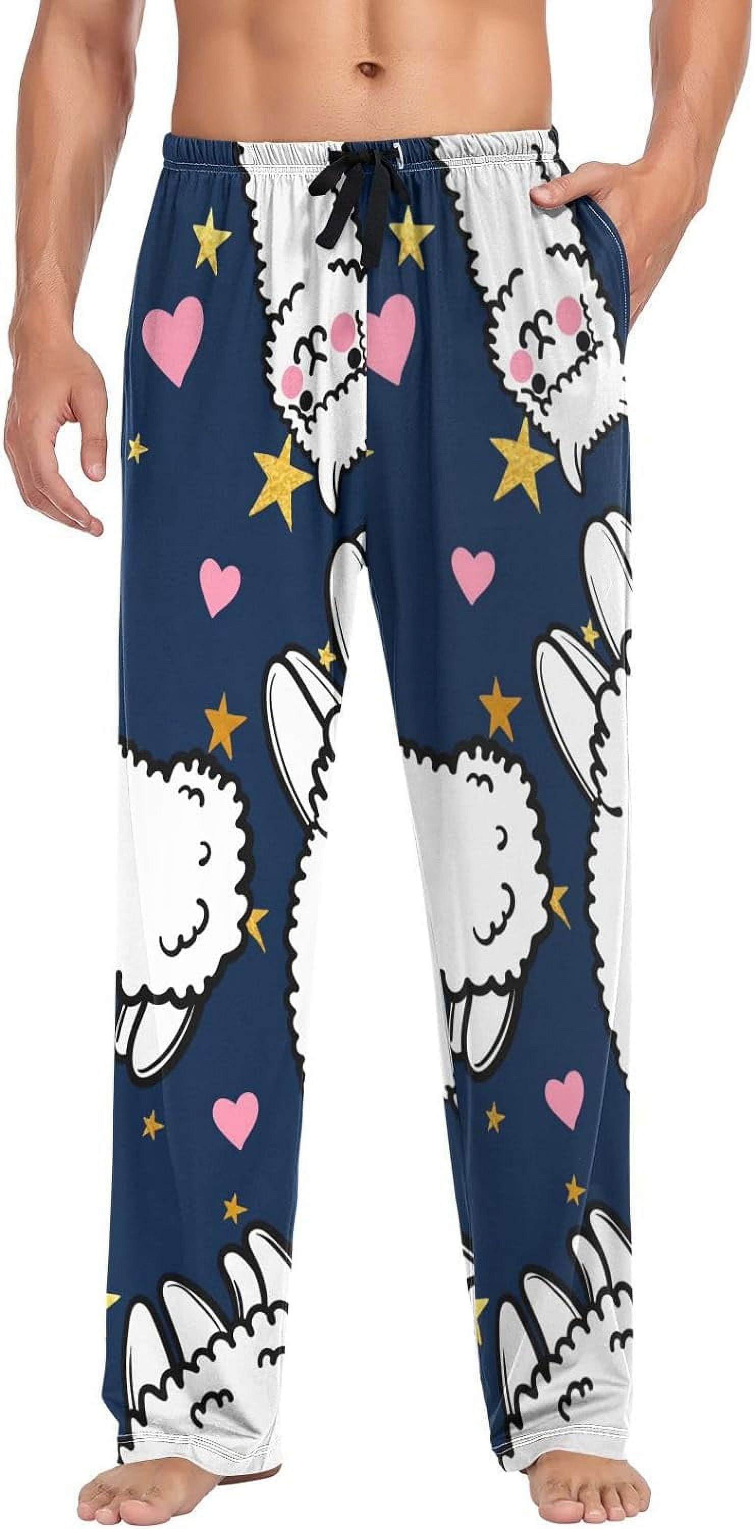 FREEAMG Llama Cotton Pajama Pant for Men, Super Soft Lightweight Lounge ...