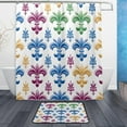 thumbnail image 1 of FREEAMG Mardi Gras Lily Bath Curtain Rugs Sets 2 Pcs, Bathroom Theme Set with Shower Curtain and Non-Slip Carpet -12 Hooks-60X72in, 1 of 7