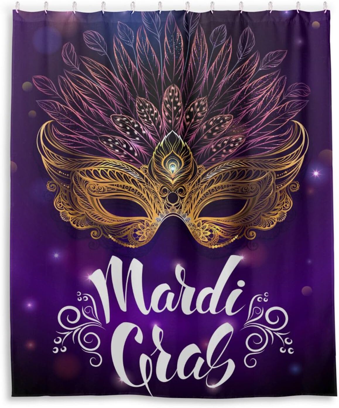FREEAMG Mardi Gras Theme Shower Curtain for Bathroom Waterproof Fabric