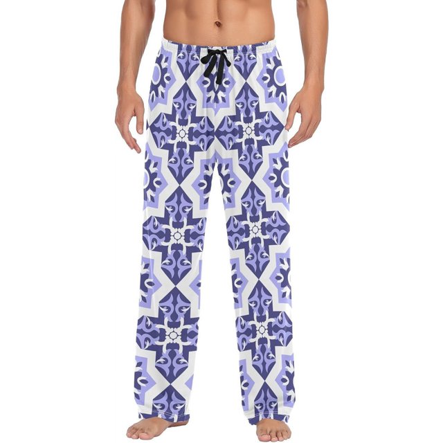 FREEAMG Men's Pajama Bottoms Talavera Ceramic Tile Drawstring Lounge ...