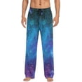 thumbnail image 1 of FREEAMG Men's Pajama Pants with Pockets Sleepwear Lounge Pants Stretch Casual Galaxy Stars Universe Navy Purple 26, 1 of 7