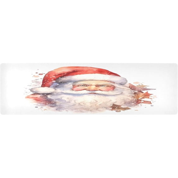FREEAMG Merry Christmas Santa Claus Long Trivet Table Runner Non-Slip Heat Resistant Table Protector Waterproof Easy to Clean Watercolor Vintage Hot Pads Pot Holders Table Mats