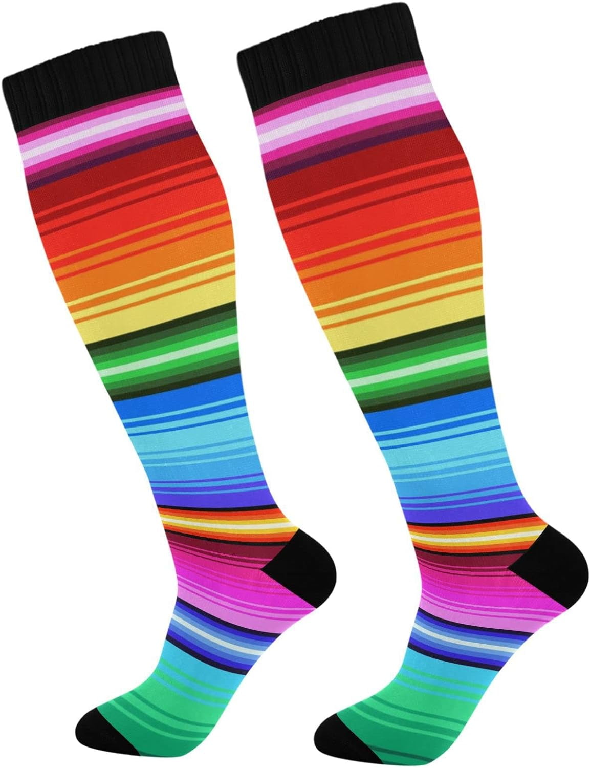 FREEAMG Mexican Stripe Compression Socks for Women&Men Circulation-Best ...