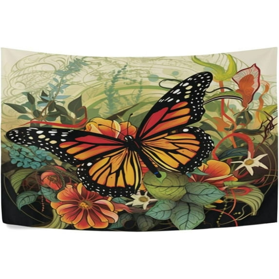 FREEAMG Monarch Butterfly Tapestry Hippie Wall Hanging Tapestries Aesthetic Decorative for Living Room Bedroom Ceiling 60x51In