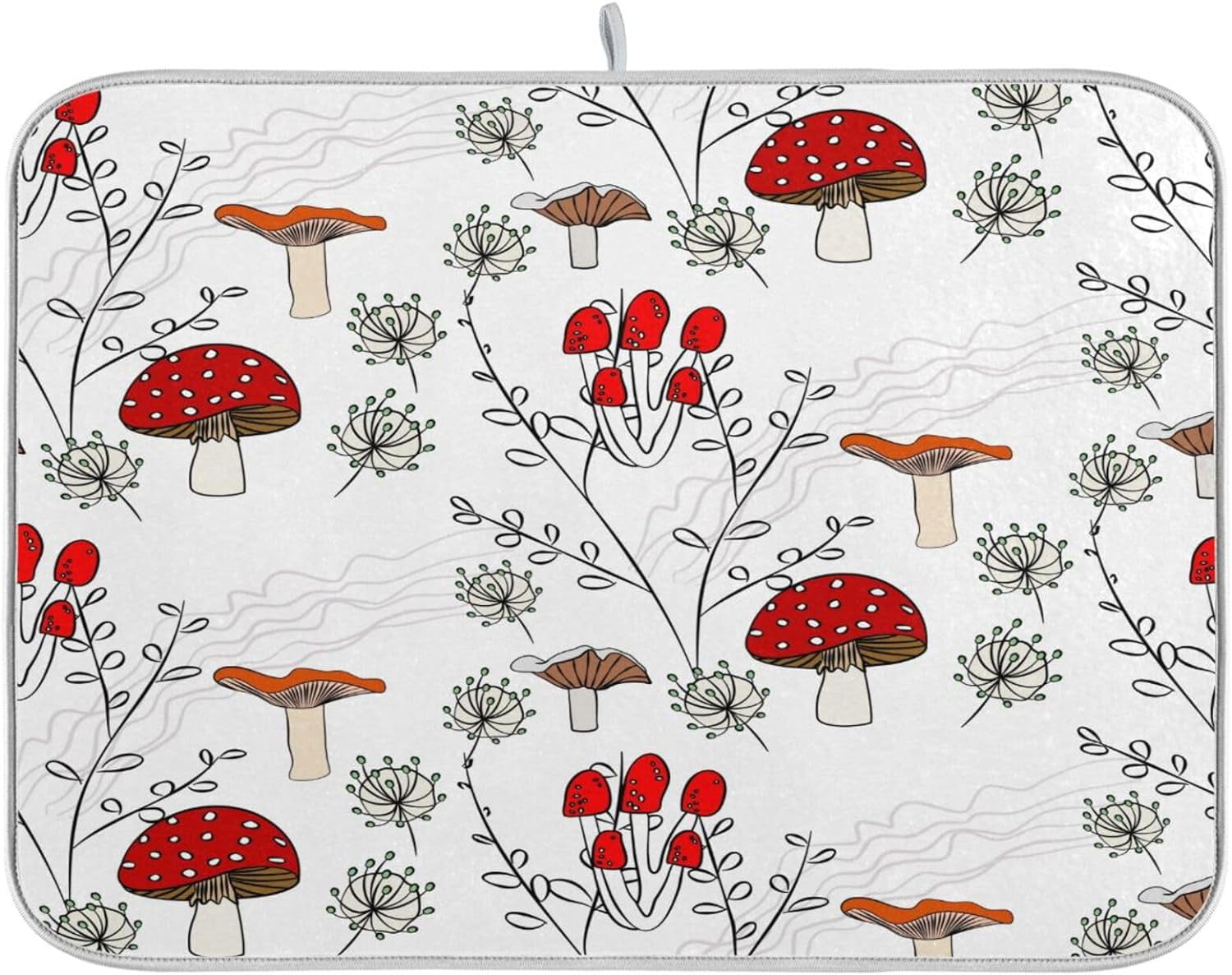Mushroom Forest Cottagecore Dish Drying Mat