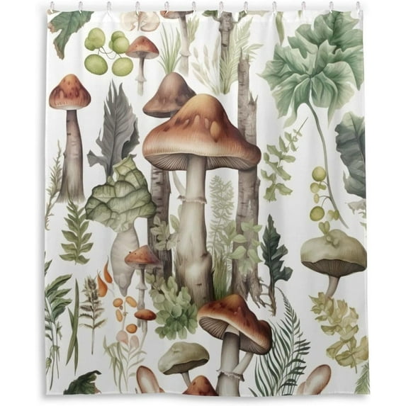 FREEAMG Mushrooms Shower Curtains Waterproof Fabric Shower Curtain Bathroom Decoration with Hooks Washable Bathroom Shower Curtains 60x72 Inch