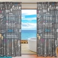 thumbnail image 1 of FREEAMG Music Items Doodle Sheer Window Curtain Panel Drape 55x84 Inch for Living Room Bedroom Kids Room 2 Piece, 1 of 4