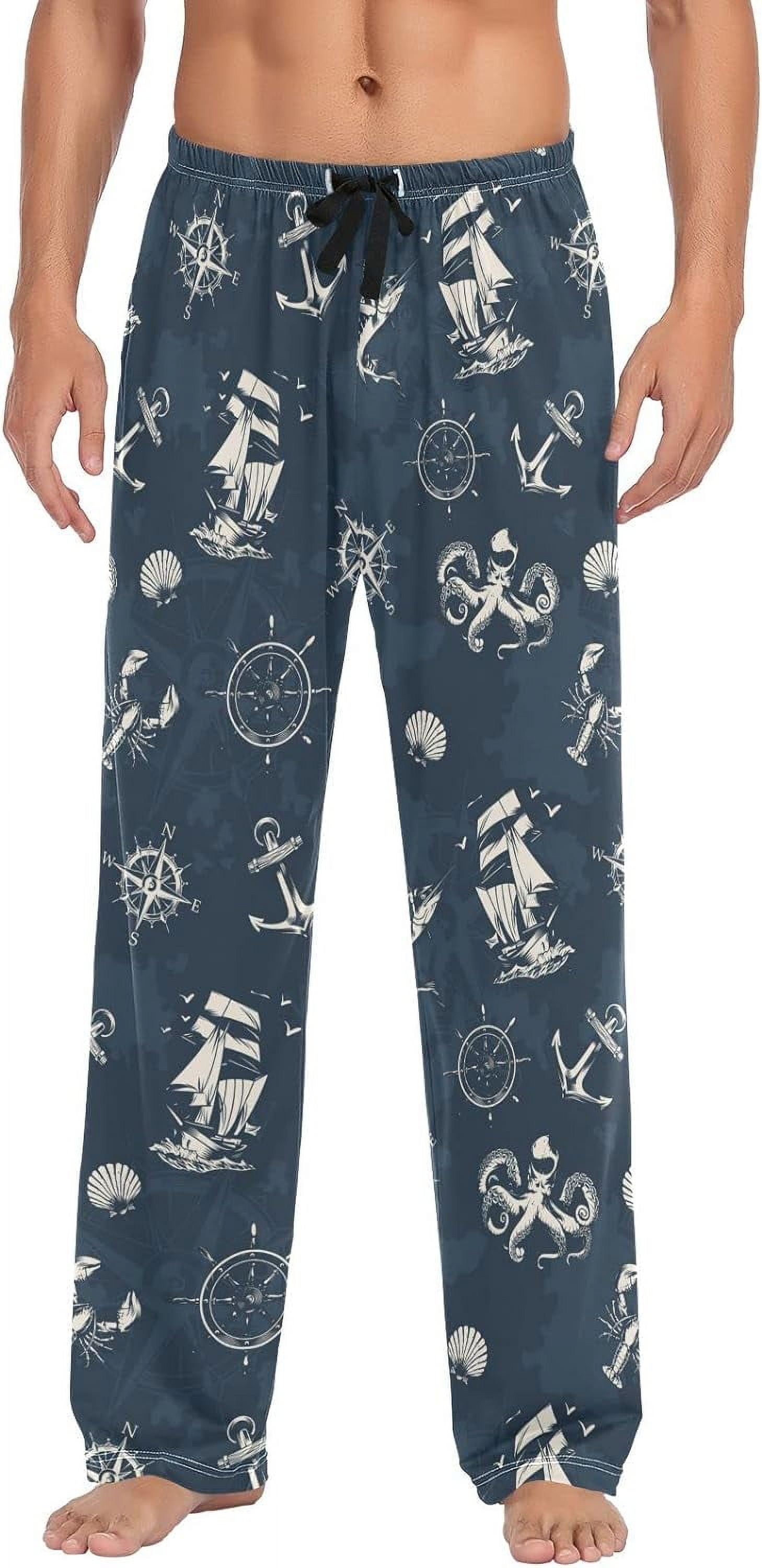 FREEAMG Nautical Pattern Anchor Boat Octopus Men's Pajama Pants ...