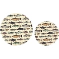 thumbnail image 1 of FREEAMG Ocean Fish Pattern Round Cotton Woven Pot Holders Trivets Set, 7 inch and 9 inch Diameter,Heat Resistant Pad Mat for Kitchen Decor Cooking Supplies, 1 of 5