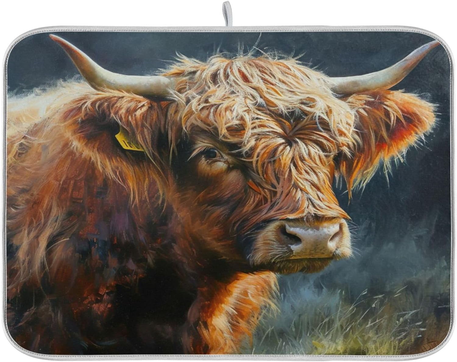 FREEAMG Oil Highland Cow Dish Drying Mats for Kitchen Counter, Heat ...