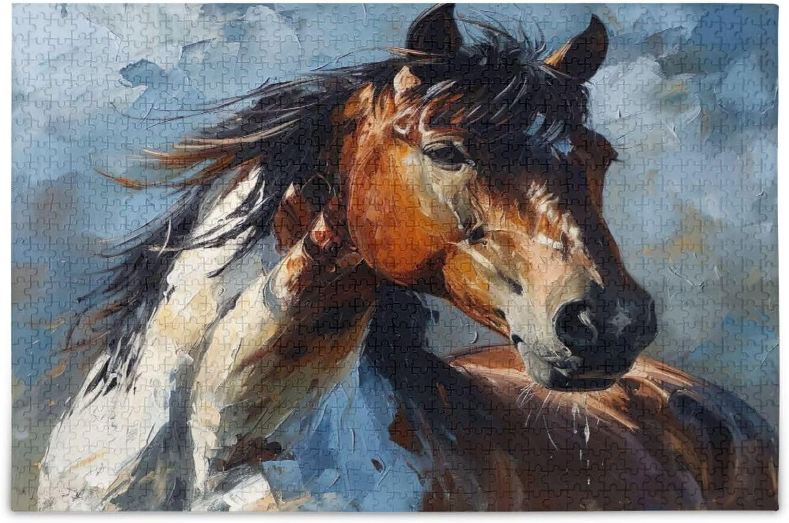 Head In Profile A White Horse Jigsaw Puzzle - 500 Piece Premium Oil Painting Puzzle For Adults